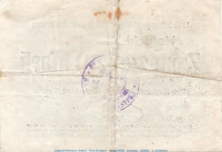 Banknote Stadt Marienburg , 20 Mark in gbr. 2 Stempel Geiger 347.03.a-d , von 1918 , Westpreussen Großnotgeld