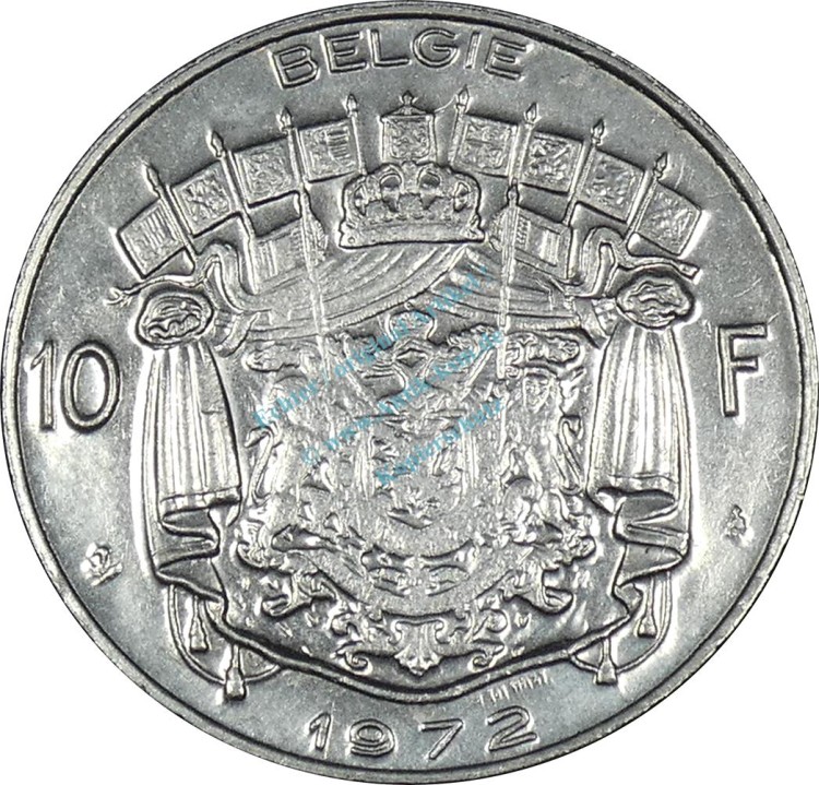Belgien , Münze 10 Francs 1972 -Baudouin- KM.155.1 vz -0238-