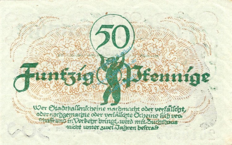 Berlin , Notgeld 50 Pfennig -o.Bst.- unc-kfr. Ti.0460.245.01 , Brandenburg 1918 Verkehrsausgabe
