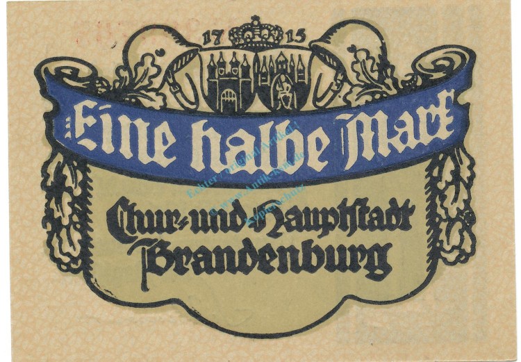 Brandenburg , Notgeld 50 Pfennig Schein unc-kfr. Ti.0865.30.05 , BBG 1918 Verkehrsausgabe -4233-