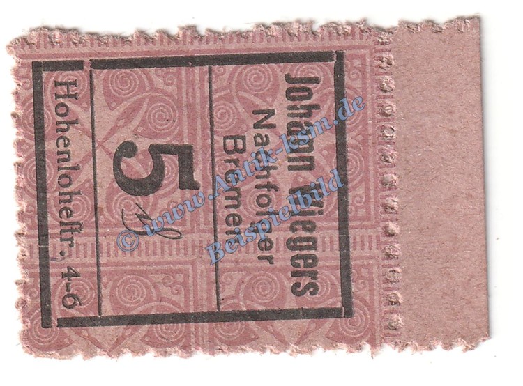 Bremen , Notgeld Wiegers 5 Pfennig in kfr. Tieste 0895.145.10 , Niedersachsen o.D. Verkehrsausgabe