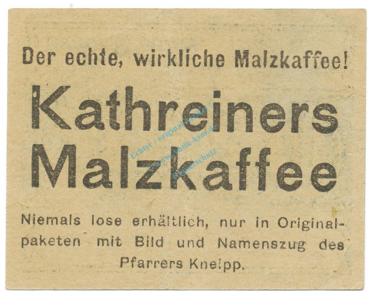 Breslau , Notgeld 20 Pfennig -Kathreiners- L-gbr. M-G 187.2 , SLN o.D. Seriennotgeld -5710-