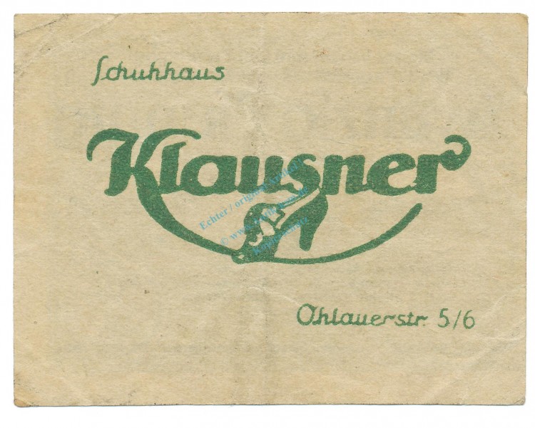 Breslau , Notgeld 20 Pfennig Schein gbr. Tieste 0915.120.05 , Schlesien 1920 Verkehrsausgabe -4054-