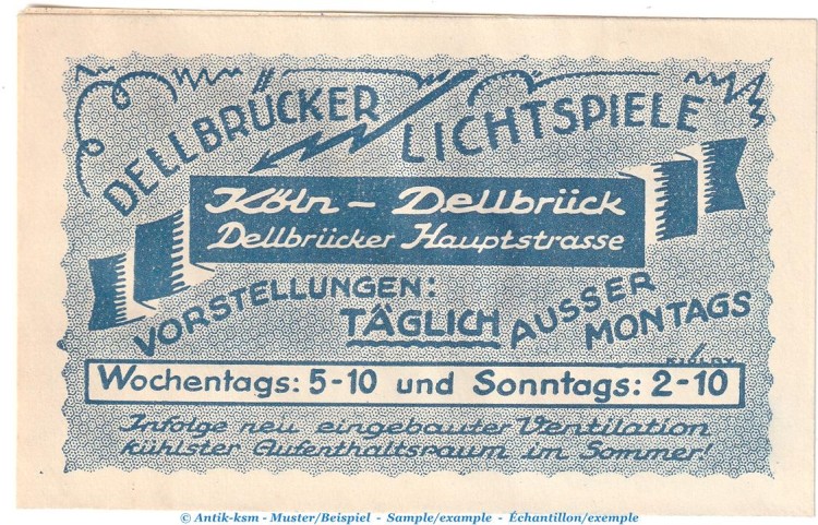 Briefmarken-Notgeld Köln Dellbrück , 10 Pfennig Schein in kfr. Tieste 3570.05.01 von 1921 , Rheinland Verkehrsausgabe
