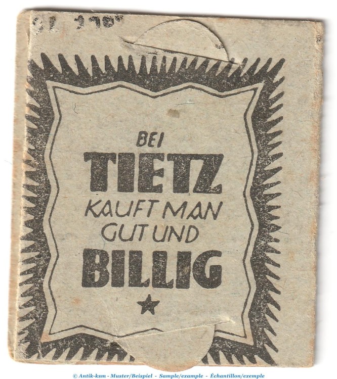 Briefmarken-Notgeld Tietz Berlin , 10 Pfennig Schein in kfr. Tieste 0460.260.02 o.D. Brandenburg Verkehrsausgabe