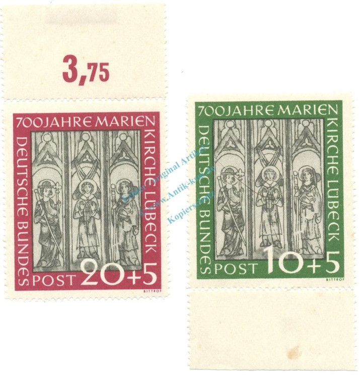 Briefmarken Bund -700 Jahre Marienkirche Lübeck- 1951 , Mi.139-140 -0523-