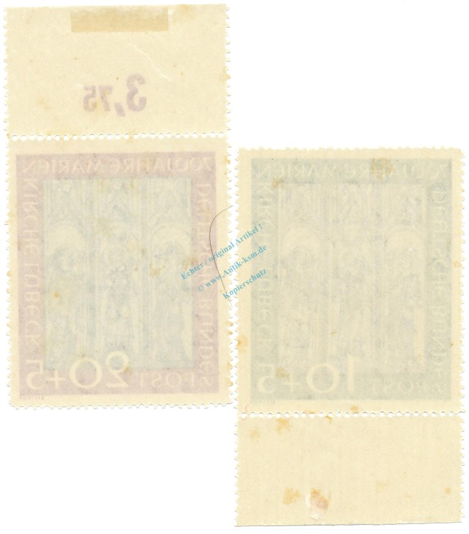 Briefmarken Bund -700 Jahre Marienkirche Lübeck- 1951 , Mi.139-140 -0523-