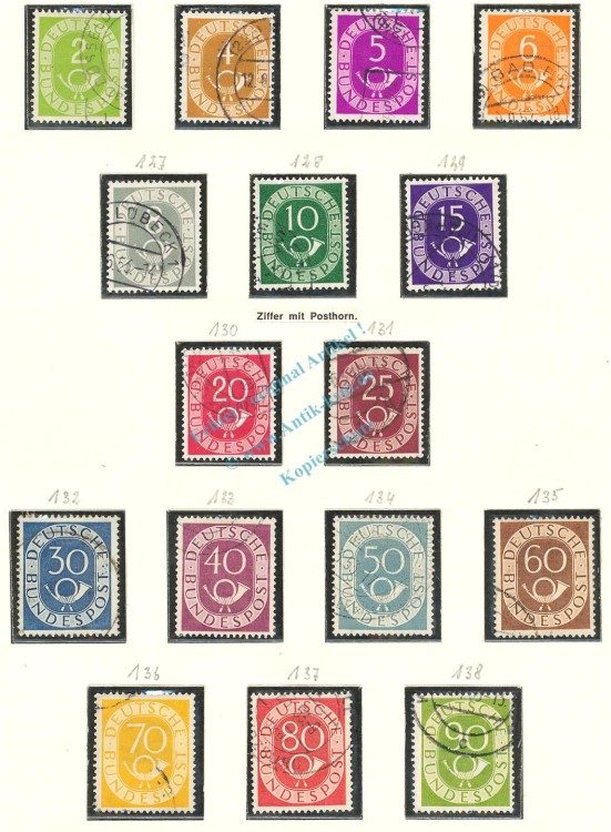 Briefmarken Bund -Posthorn- 1951 , Mi.123-138 -0522-