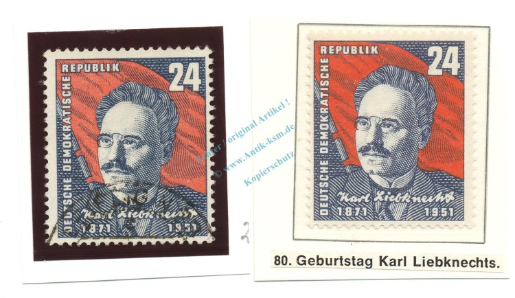Briefmarken DDR -80. Geburtstag K. Liebknecht- 1951 Michel 294 -0517-