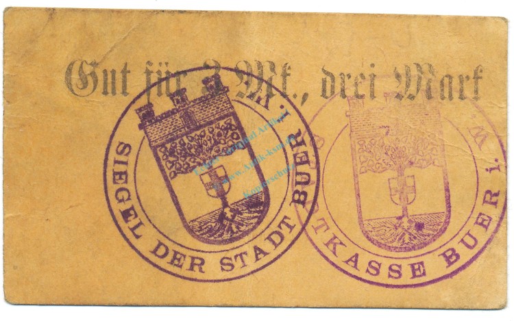 Buer , Notgeld 3 Mark Schein gbr. Diessner 56.1.d , Westfalen o.D. Notgeld 1914-15