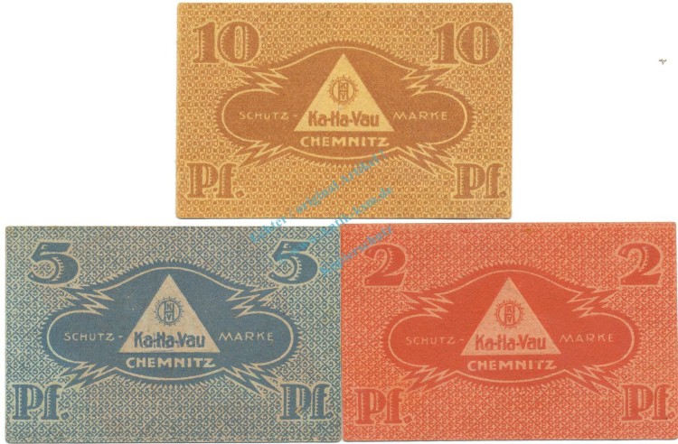 Chemnitz , Notgeld Set 3 Scheine unc-kfr. Tieste 1135.15.01-3  , S o.D. Verkehrsausgabe -4115-