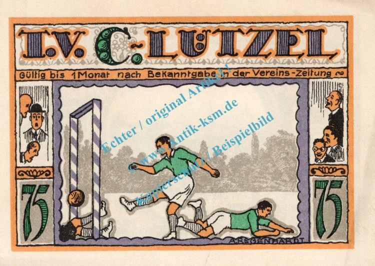 Coblenz Lützel , Notgeld 75 Pfennig Schein Nr.1 in kfr. M-G 234.1 , Rheinland o.D. Seriennotgeld