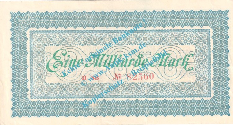 Coblenz , Notgeld 1 Milliarde Mark Schein in kfr. Keller 866.w , Rheinland 1923 Grossnotgeld Inflation