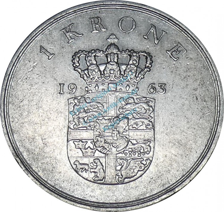 Dänemark , 1 Krone Münze 1963 -Frederik IX- KM.851.1 ss-vz -0250-