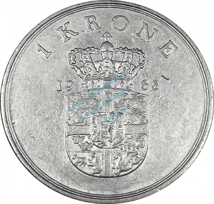 Dänemark , 1 Krone Münze 1968 -Frederik IX- KM.851.1 ss-vz -0243-