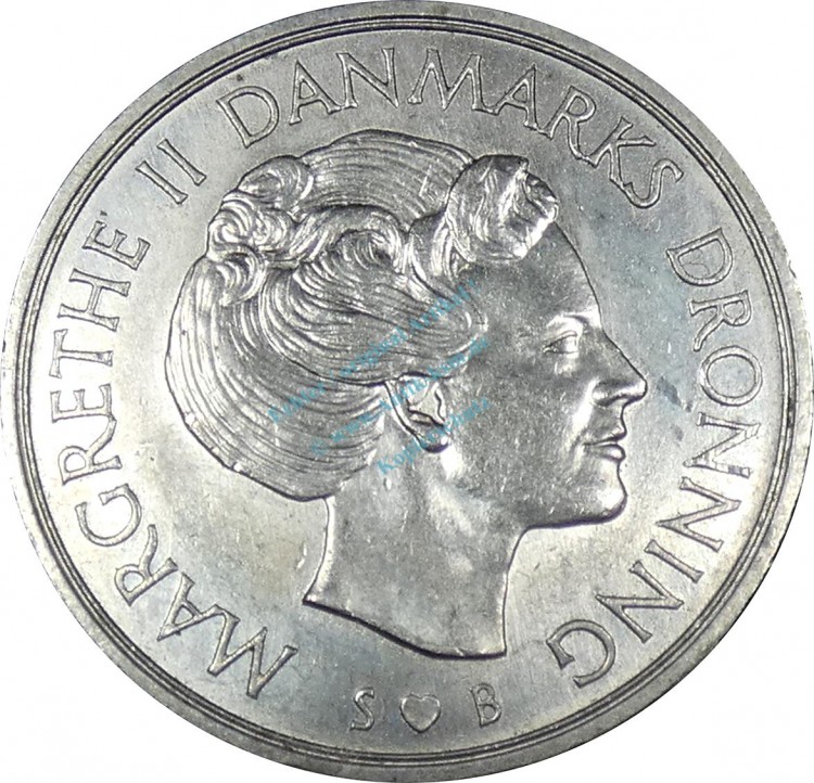 Dänemark , 1 Krone Münze 1976 -Margrethe II- KM.862.1 ss-vz -0244-