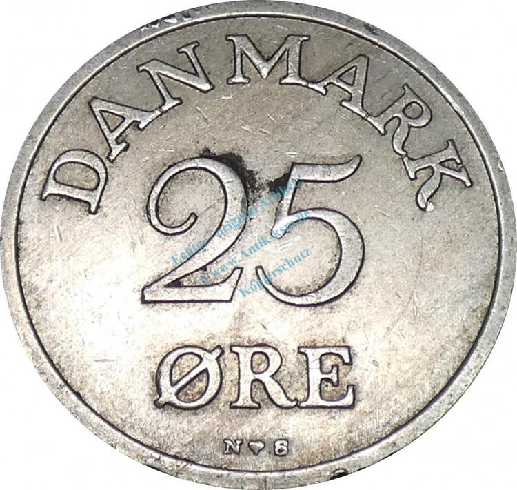 Dänemark , 25 Öre Münze 1950 -unter Frederik IX- KM.842.1 ss. -0255-
