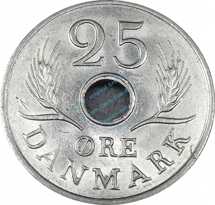 Dänemark , 25 Öre Münze 1966 -unter Frederik IX- KM.855.1 ss-vz -0245-