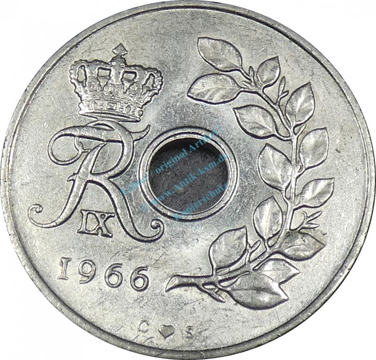 Dänemark , 25 Öre Münze 1966 -unter Frederik IX- KM.855.1 ss-vz -0245-