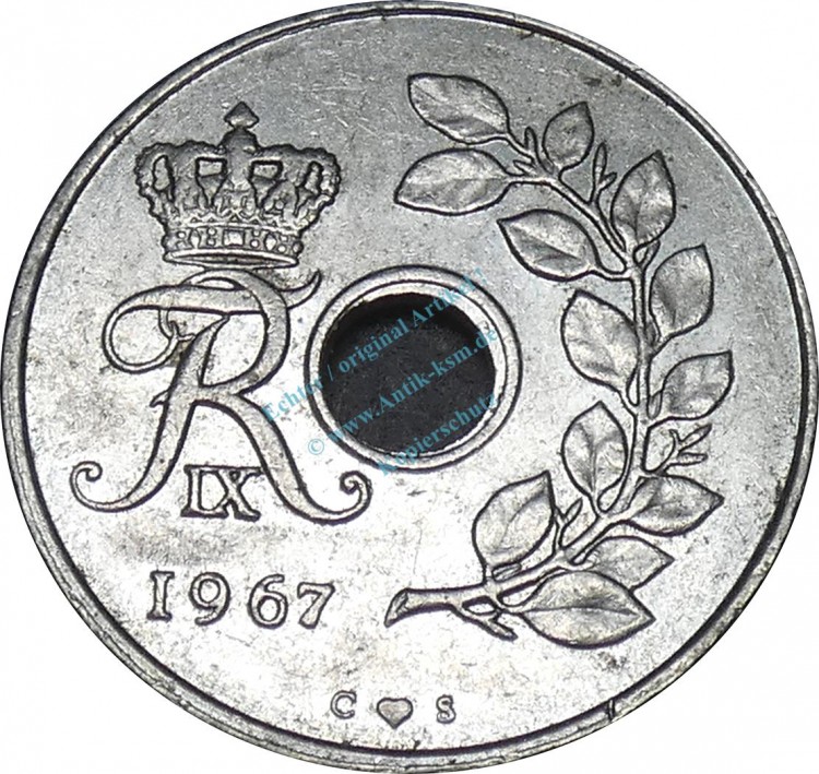 Dänemark , 25 Öre Münze 1967 -unter Frederik IX- KM.855.1 ss-vz -0253-
