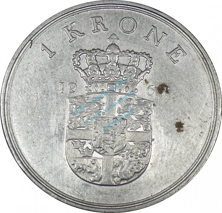 Dänemark , 1 Krone Münze 1967 -Frederik IX- KM.851.1 ss-vz -0242-