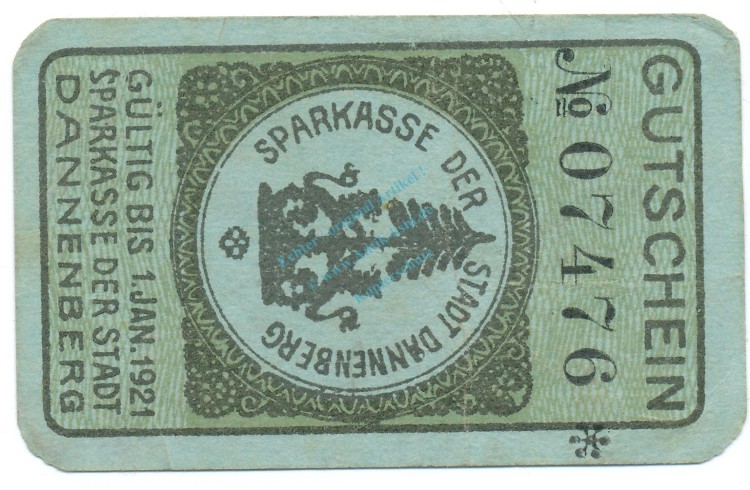 Dannenberg , Notgeld 50 Pfennig Schein unc-kfr. Tieste 1285.05.06 NDS o.D. Verkehrsausgabe -0832-