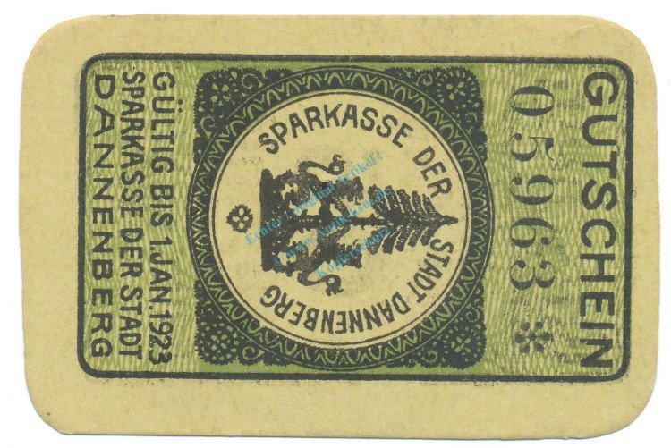 Dannenberg , Notgeld 5 Pfennig Schein unc-kfr. Tieste 1285.05.10 NDS o.D. Verkehrsausgabe -4091-