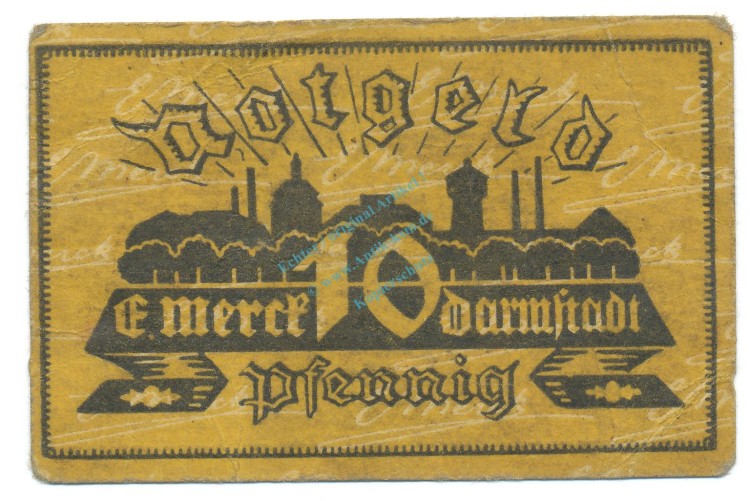 Darmstadt , Notgeld 10 Pfennig Schein unc-kfr-. Tieste 1300.10.02 HE o.D. Verkehrsausgabe -4092-