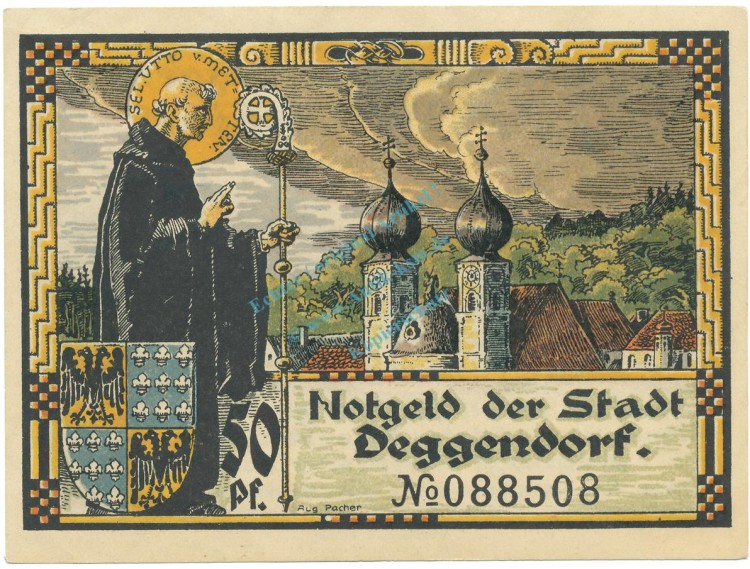 Deggendorf , Notgeld 50 Pfennig Schein unc-kfr. Tieste 1315.25.21 BAY 1920 Verkehrsausgabe -4080-