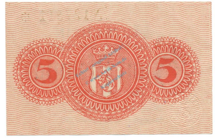 Delitzsch , Notgeld 5 Pfennig Schein unc-kfr. Tieste 1325.15.15 , S 1917 Verkehrsausgabe -4064-
