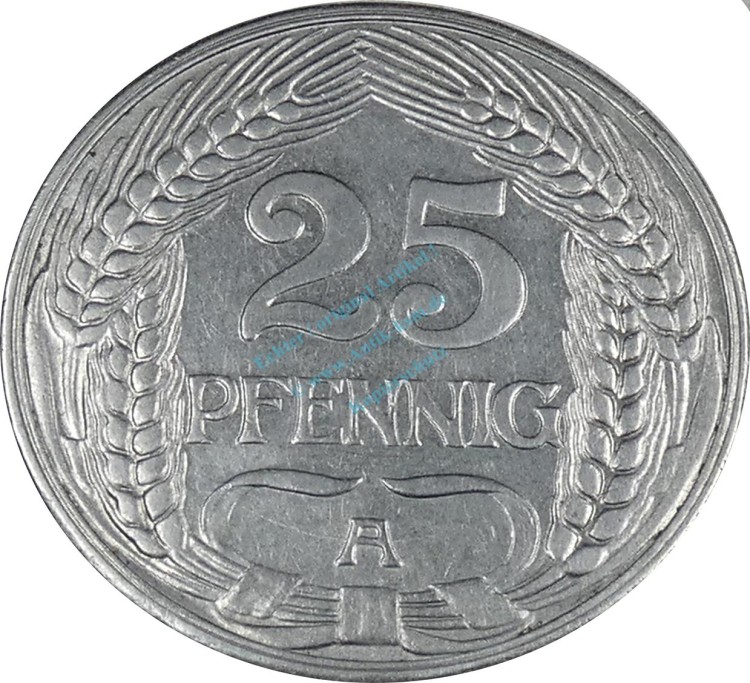 Deutsches Kaiserreich , 25 Pfennig Kursmünze 1910 A , ss-vz -0634-