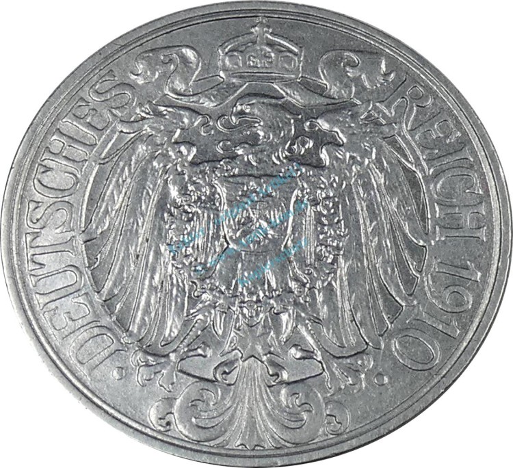 Deutsches Kaiserreich , 25 Pfennig Kursmünze 1910 A , ss-vz -0634-