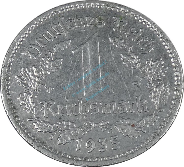 Deutsches Reich , 1 Reichsmark Kursmünze 1935 A , ss -0635-
