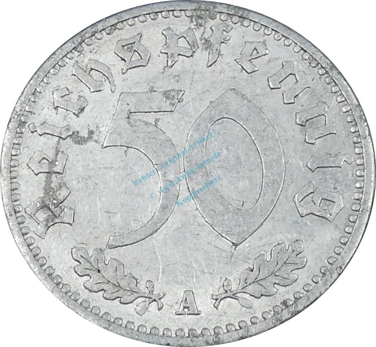 Deutsches Reich , 50 Pfennig Alu Münze 1935 A , ss -0630-