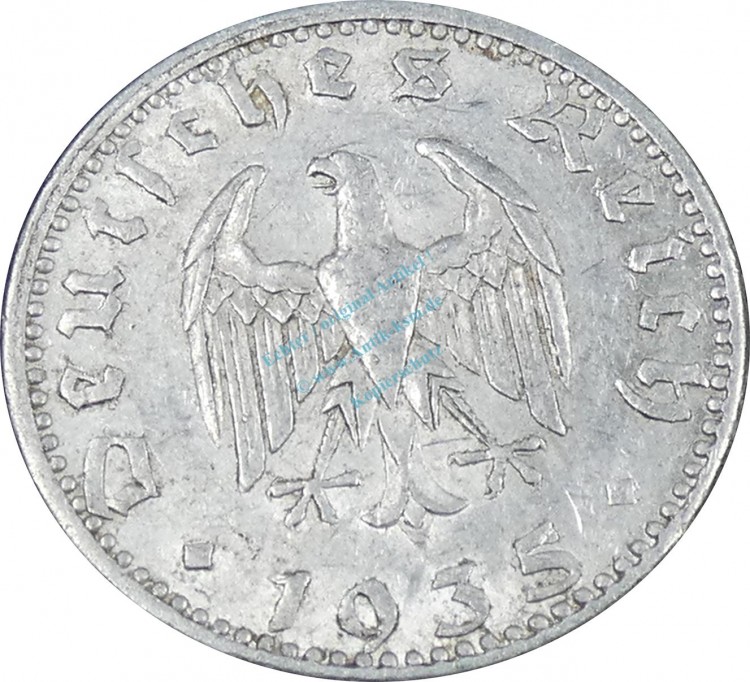 Deutsches Reich , 50 Pfennig Alu Münze 1935 A , ss -0630-
