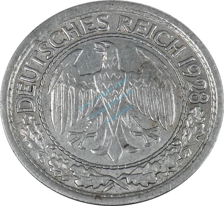 Deutsches Reich , 50 Pfennig Münze 1928 E , ss-vz -0631-