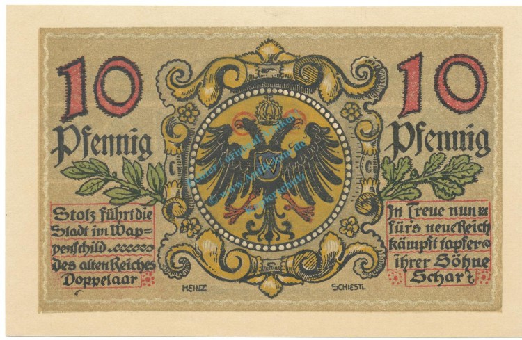 Donauwörth , Notgeld 10 Pfennig Schein unc-kfr. Tieste 1445.10.10 BAY 1918 Verkehrsausgabe -4087-