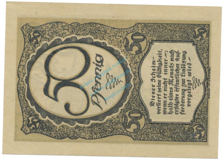 Dortmund , Notgeld 50 Pfennig Schein unc-kfr. Tieste 1465.05.05  , NRW 1919 Verkehrsausgabe -4117-