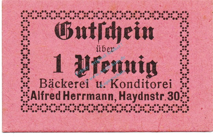 Dresden , Notgeld 1 Pfennig Schein unc-kfr. Ti.1480.20.01 , Sachsen o.D. Verkehrsausgabe