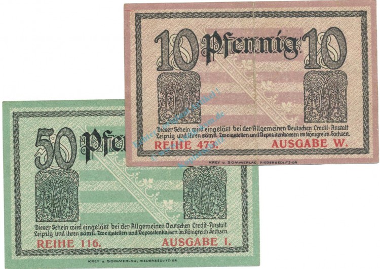 Dresden , Notgeld Set 2 Scheine unc-kfr. Tieste 1480.30.01-02 S o.D. Verkehrsausgabe -4101-