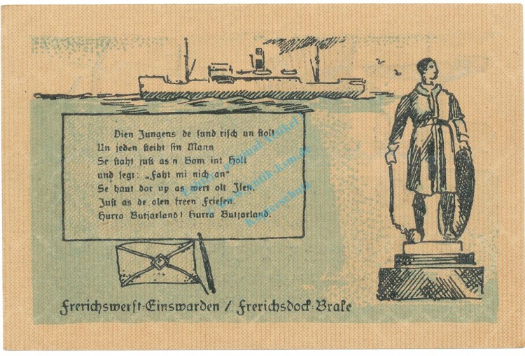 Einswarden , Notgeld 50 Pfennig Nr.3 -ZickZack- unc-kfr. M-G 316.1 , NDS 1921 Seriennotgeld -5759-