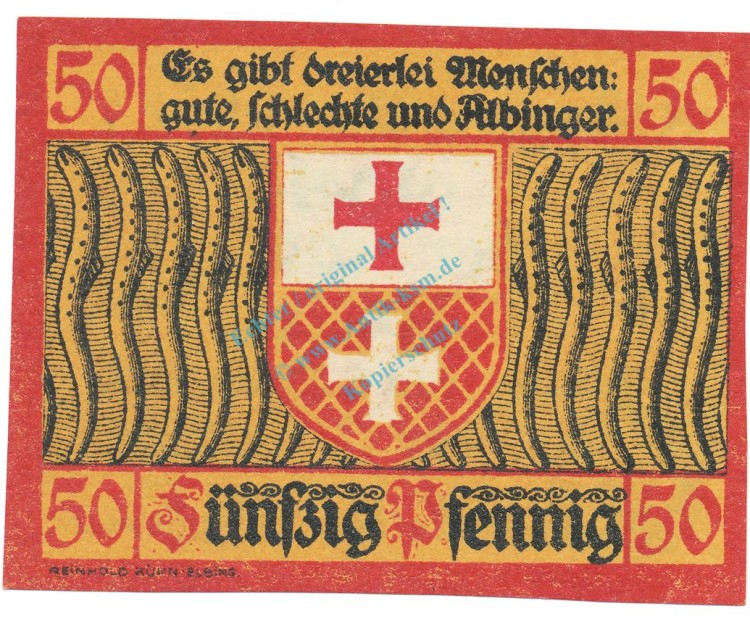 Elbing , Notgeld 50 Pfennig Schein unc-kfr. Ti.1650.05.30 , Westpreussen 1921 Verkehrsausgabe