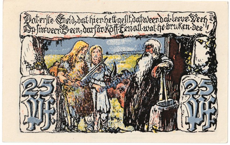 Elmshorn , Notgeld 25 Pfennig Schein in kfr. M-G 1333.1 , Schleswig Holstein 1921 Seriennotgeld