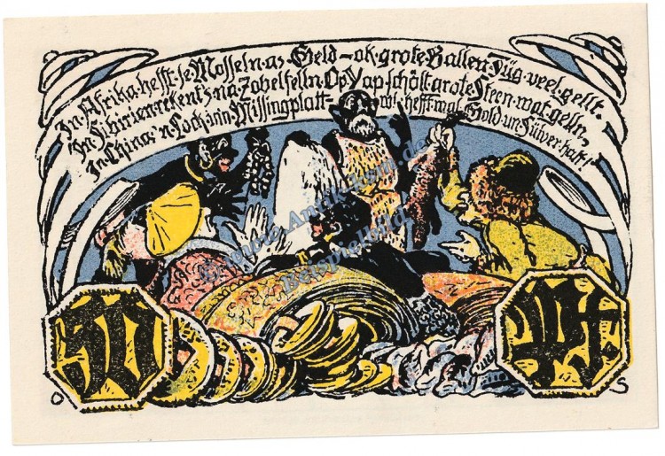 Elmshorn , Notgeld 50 Pfennig Schein in kfr. M-G 1333.1 , Schleswig Holstein 1921 Seriennotgeld