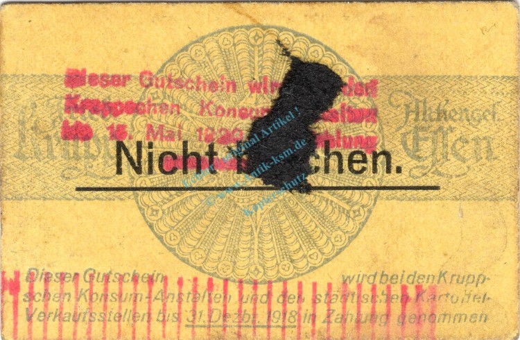 Essen , Notgeld 1 Mark Schein unc-kfr. Geiger 140.04 , Rheinland o.D. Grossnotgeld