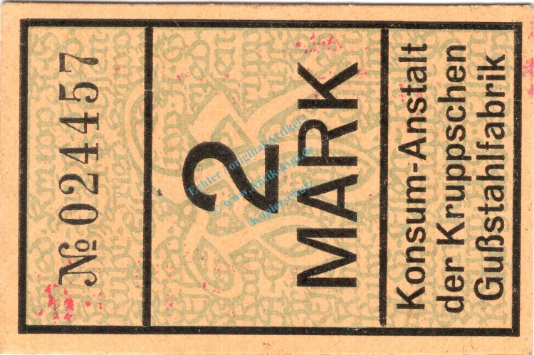 Essen , Notgeld 2 Mark Schein unc-kfr. Geiger 140.05 , Rheinland o.D. Grossnotgeld