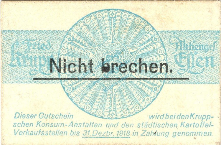 Essen , Notgeld 5 Mark Schein unc-kfr. Geiger 140.03 , Rheinland o.D. Grossnotgeld
