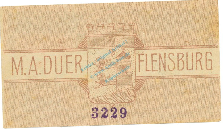 Flensburg , Notgeld 30 Pfennig -M.A.Duer- unc-kfr. M-G 366.1.a , SH o.D. Seriennotgeld -5724-