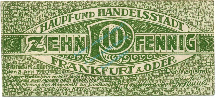 Frankfurt , Notgeld 10 Pfennig Schein unc-kfr. Tieste 1935.05.15 , BBG 1920 Verkehrsausgabe -4139-