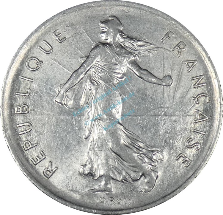 Frankreich , 5 Francs Münze 1971 -Säerin aufgehende Sonne- KM.926.a ss-vz -0249-